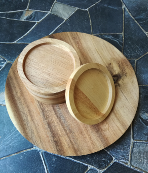 Porta-copos de Madeira Rústica (Kit 4 un.)